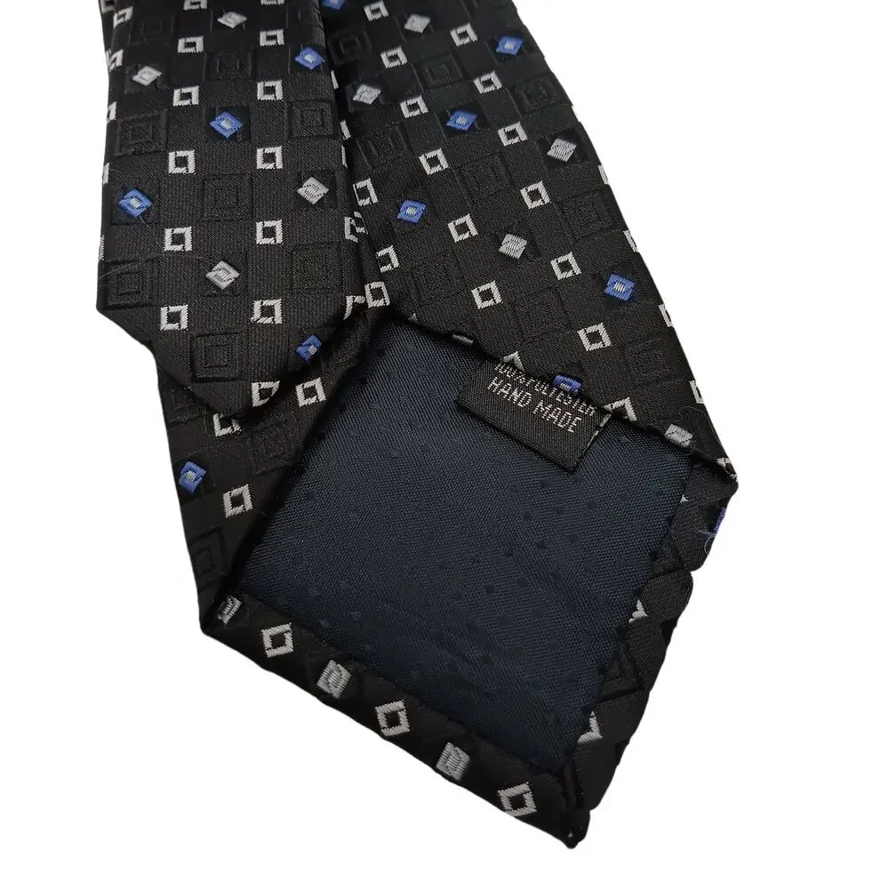 Umo Lorenzo Italy Classic Tie Black Geometric Print 50